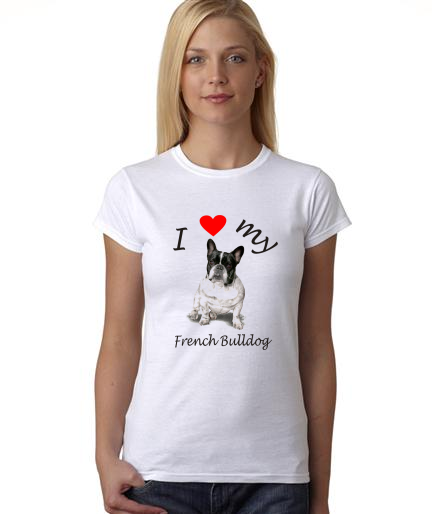 Dogs - I Heart My French Bulldog on Womans Shirt